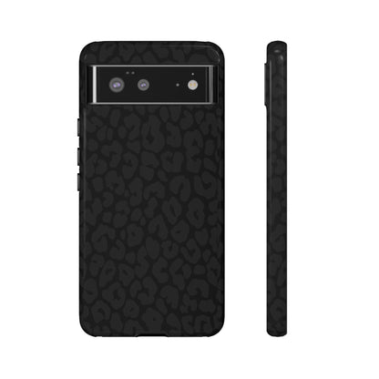 Black Leopard Phone Case | Black on Black Leopard Print Tough iPhone & Samsung Case | Matte or Glossy Protective Cover
