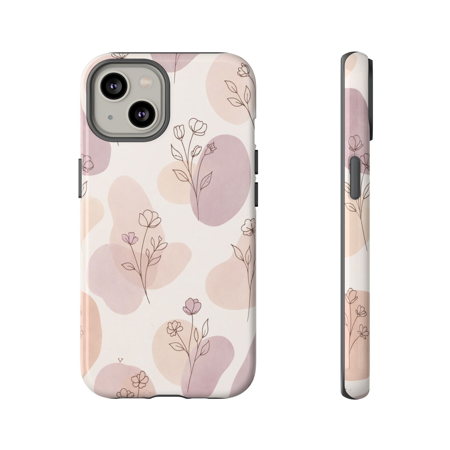 Blush Floral Phone Case Neutral Botanical Watercolor Tough Cover