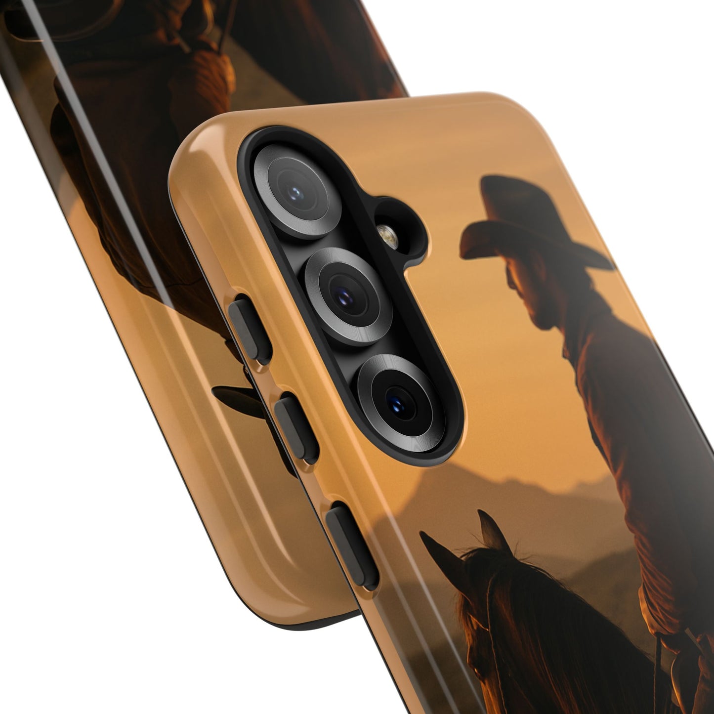 Western Cowboy Sunset Phone Case | Horse Rider Desert Aesthetic Tough Protective Case