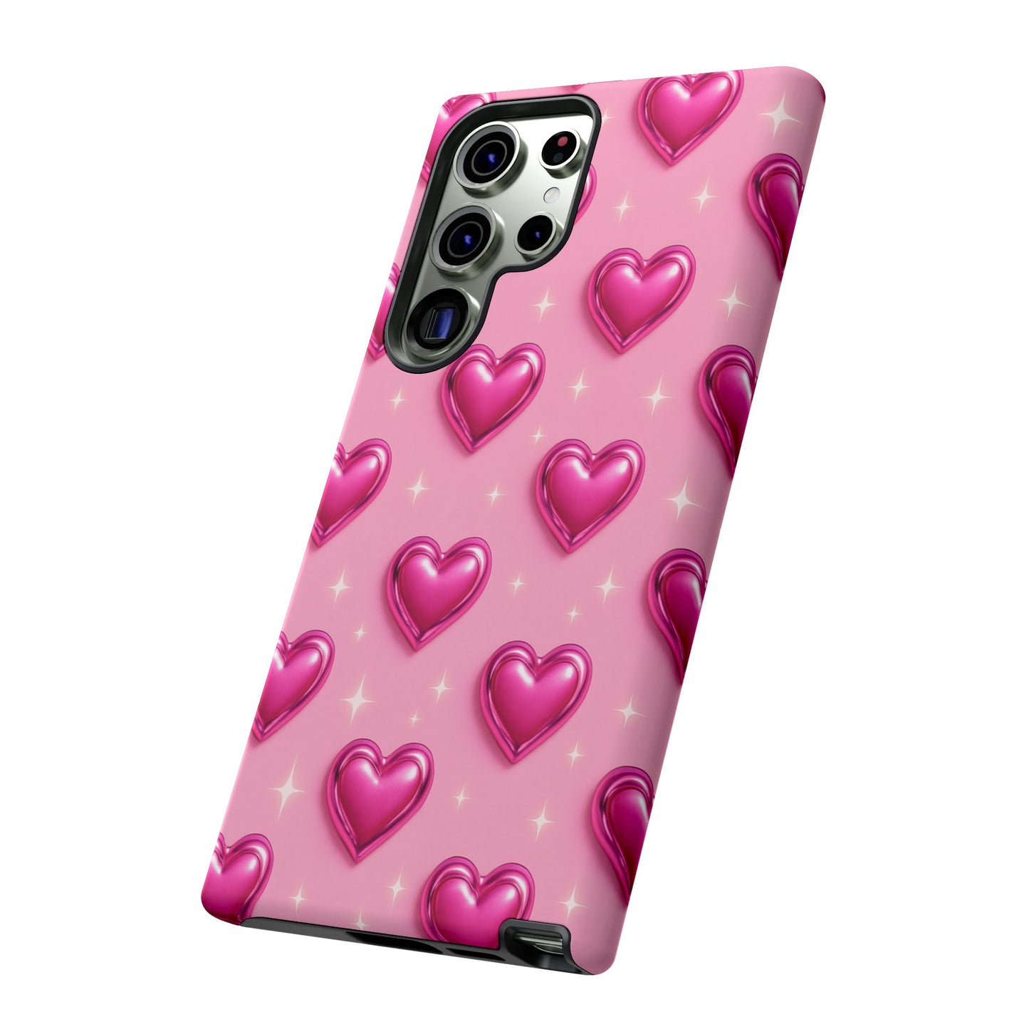 Pink Heart Pattern Phone Case | Tough Protective Case for Iphone, Samsung Galaxy and Pixel