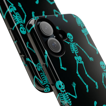 Dancing Teal Skeletons Phone Case | Tough Protective Case for Iphone, Samsung Galaxy and Pixel