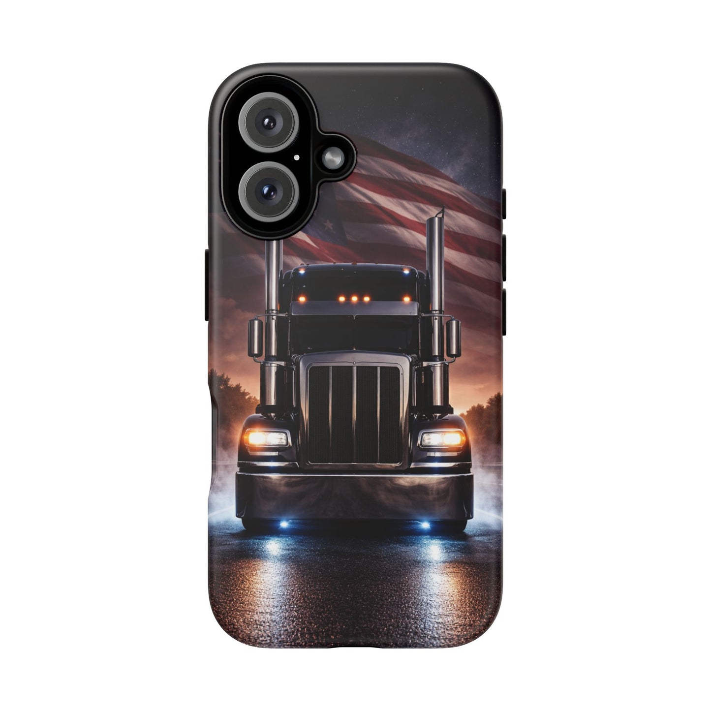 Semi Truck Phone Case American Flag Big Rig Trucker Gift iPhone Samsung