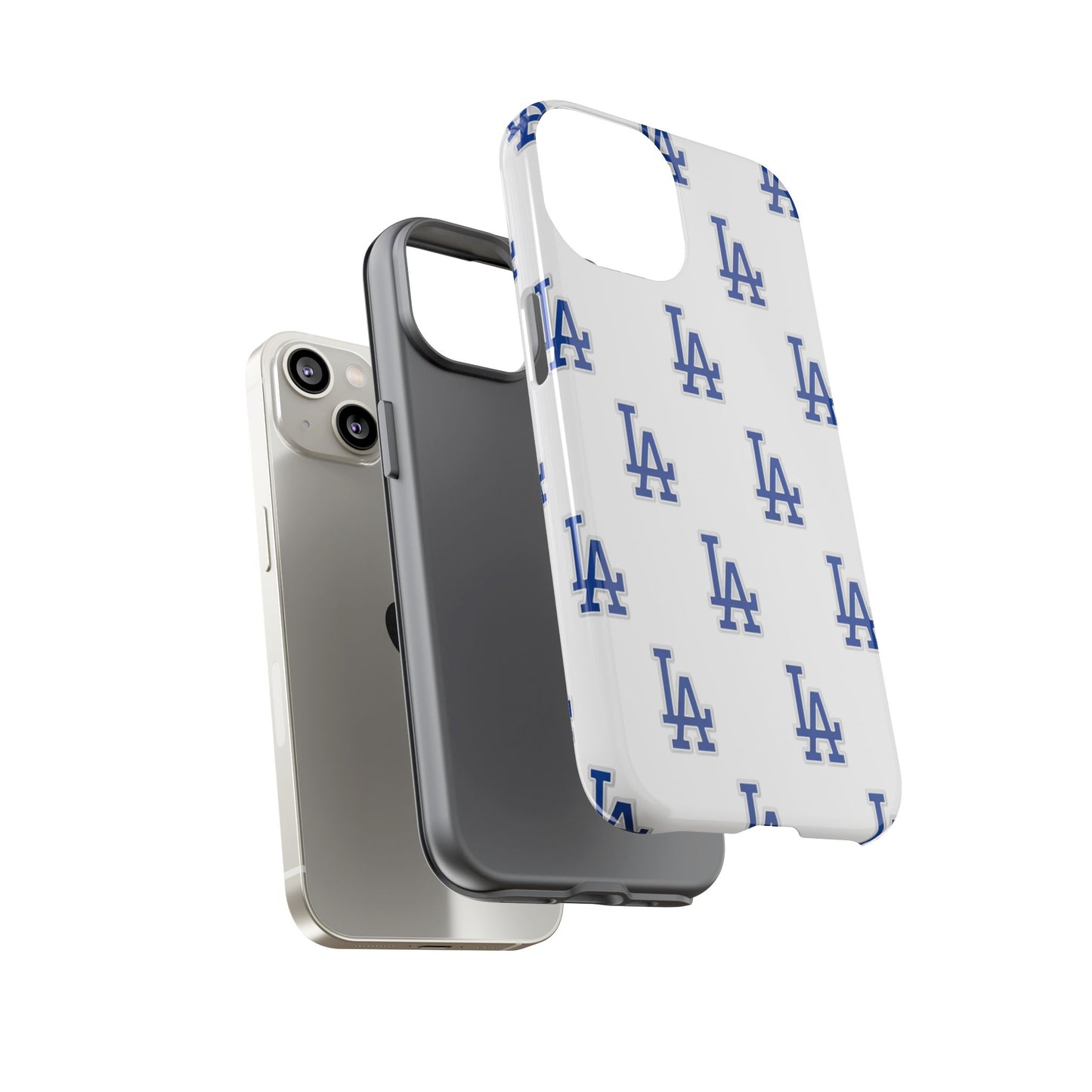 Blue LA Monogram Pattern Phone Case | Minimal Baseball Inspired Tough Cover
