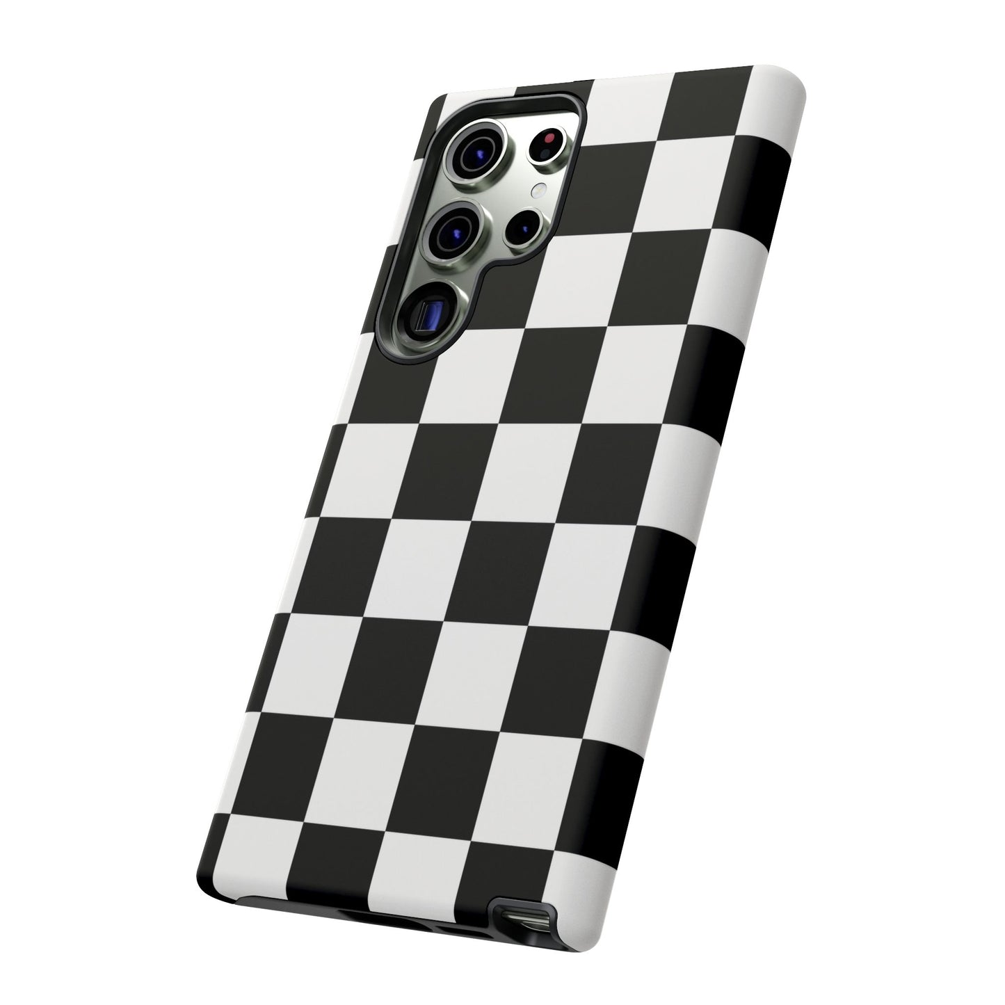 Black & White Checkerboard Phone Case – Classic Aesthetic Tough Protective Case