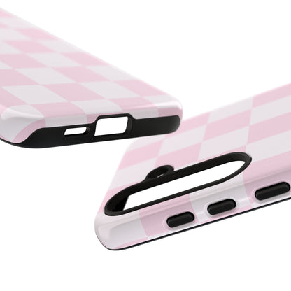 Light Pink Checkerboard Phone Case | Pastel Aesthetic Checkered iPhone & Samsung Tough Case