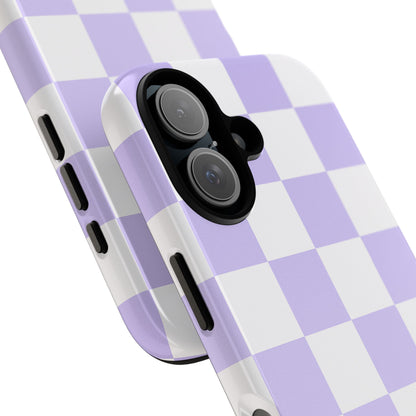 Lavender Checkerboard Phone Case | Pastel Aesthetic Checkered iPhone & Samsung Tough Case