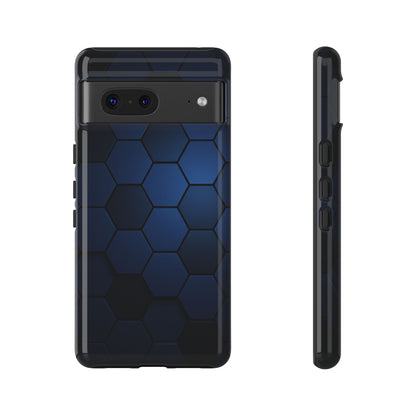 Blue Hexagon Gradient Phone Case | Honeycomb Geometric Tech Aesthetic | Minimalist Tough Case for iPhone & Samsung
