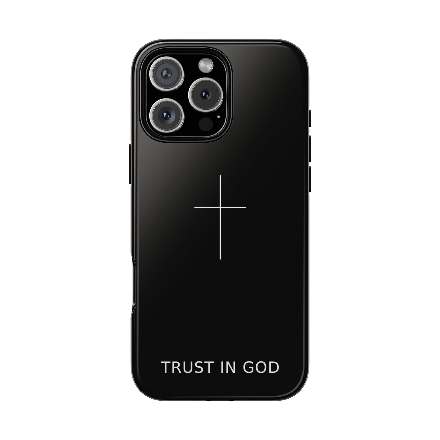 Trust in God Phone Case Minimal Cross Christian Black Tough Cover