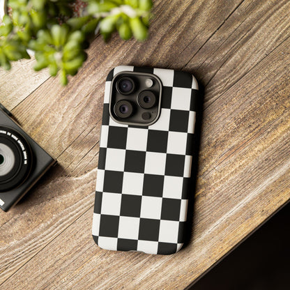 Black & White Checkerboard Phone Case – Classic Aesthetic Tough Protective Case for Iphone, Samsung Galaxy and Pixel