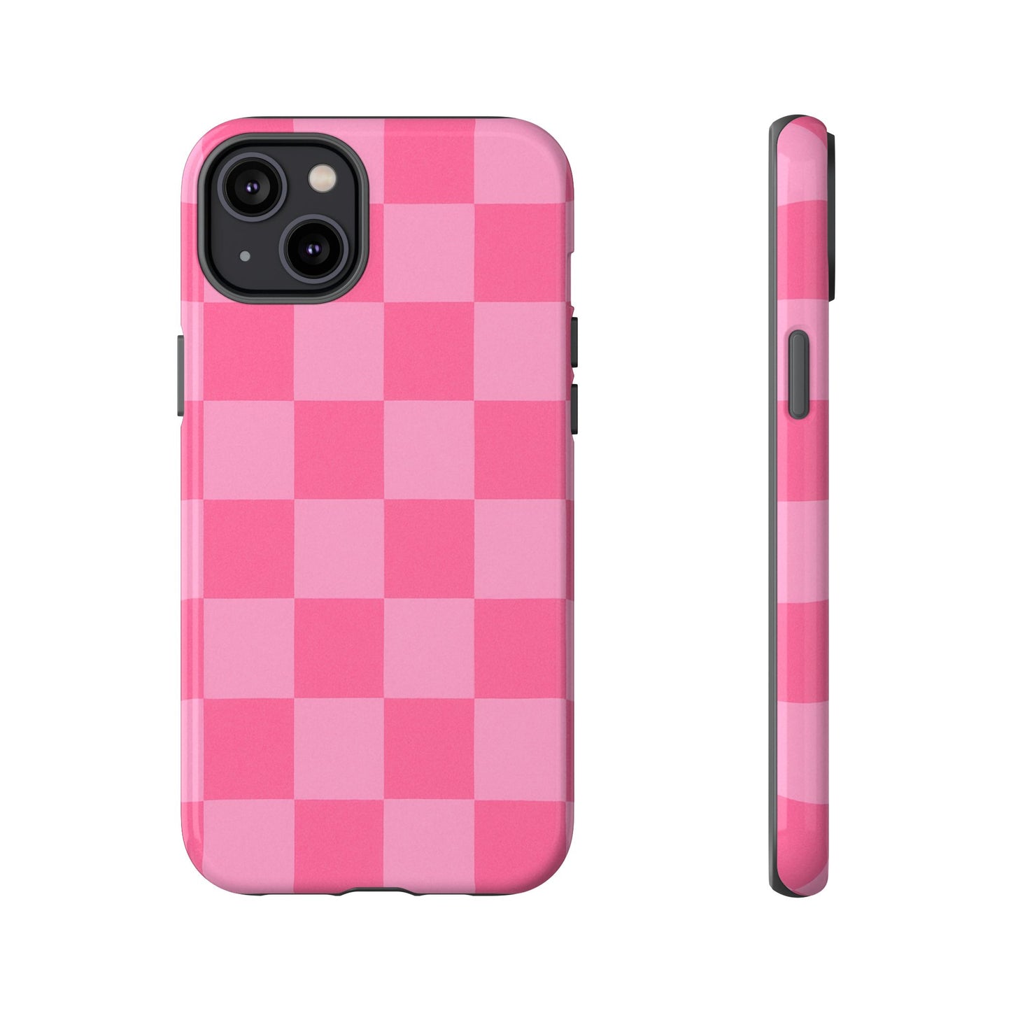 Pink Checkerboard Phone Case | Cute Aesthetic Checkered iPhone & Samsung Tough Case