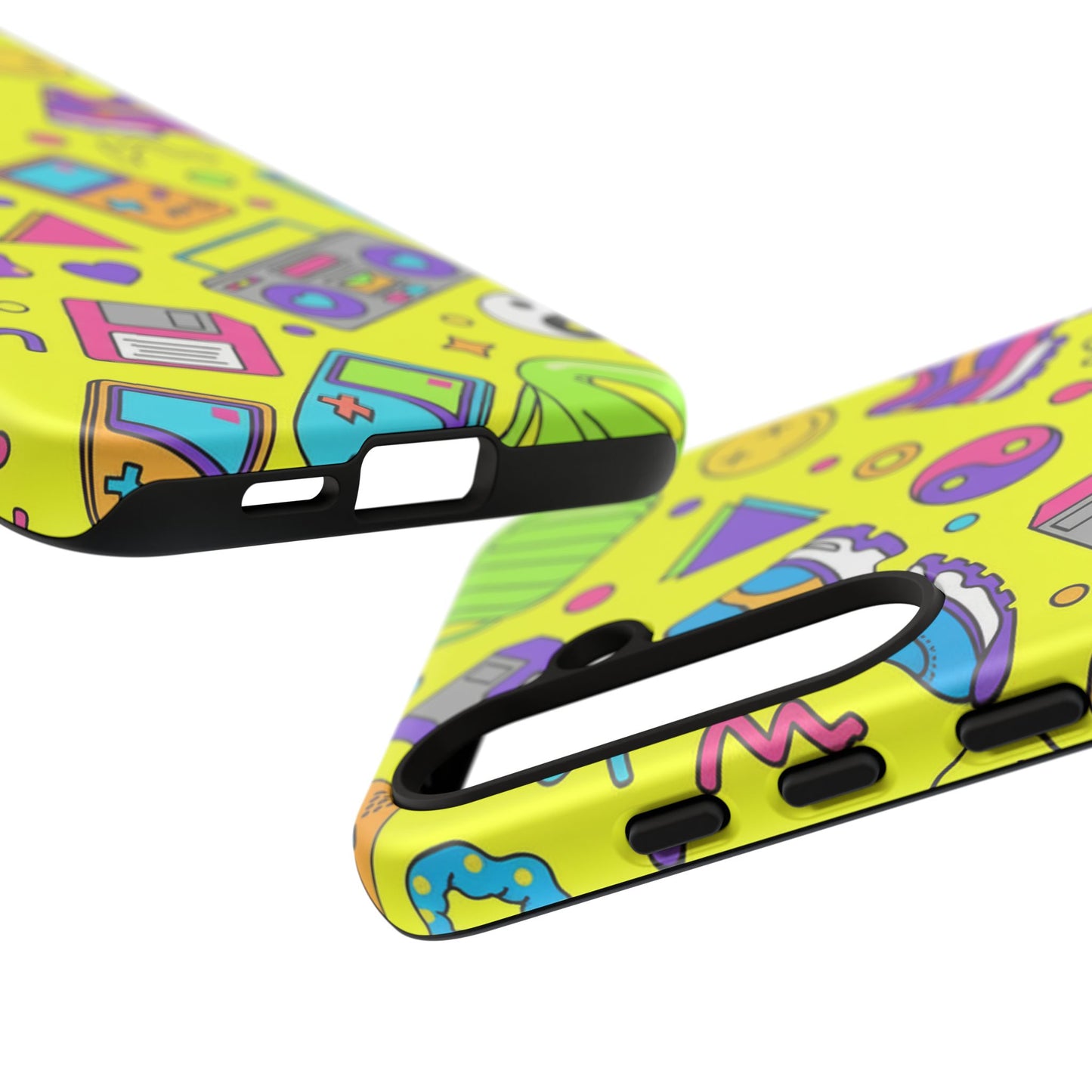 90s Retro Neon Phone Case – Y2K Nostalgia Colorful Icons Tough Protective Case
