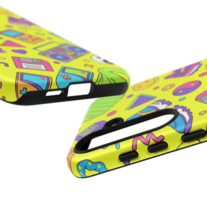 90s Retro Neon Phone Case – Y2K Nostalgia Colorful Icons Tough Protective Case