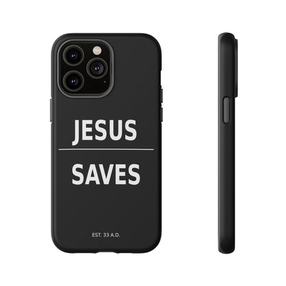 Jesus Saves Phone Case Christian Religious Minimalist Black Tough Cover