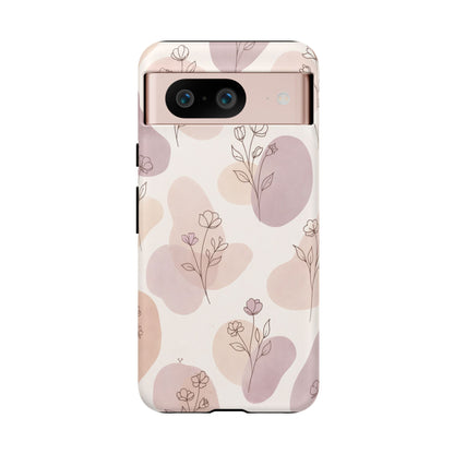 Blush Floral Phone Case Neutral Botanical Watercolor Tough Cover