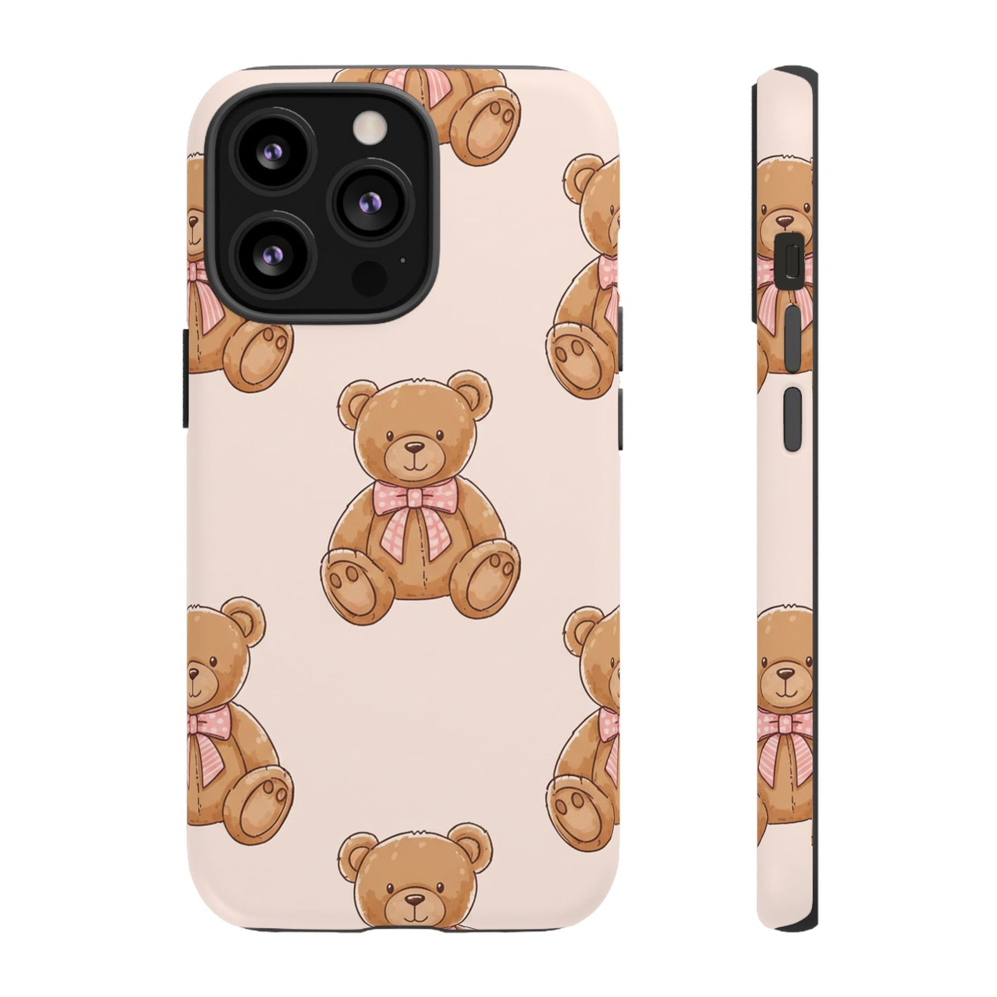 Teddy Bear Phone Case | Cute Coquette Aesthetic Pink Bear Pattern Case | Kawaii Soft Girl iPhone & Samsung Tough Protective Case
