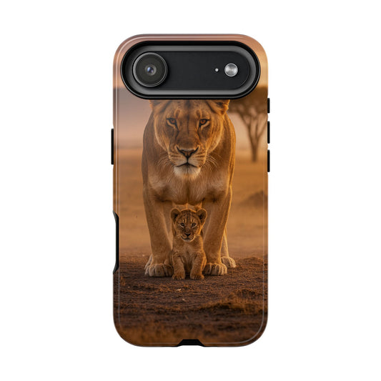 Lioness & Cub Phone Case | Safari Wildlife Tough Case for iPhone & Samsung