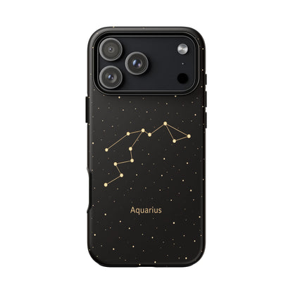 Aquarius Zodiac Constellation Phone Case – Luxe Gold Celestial Cover