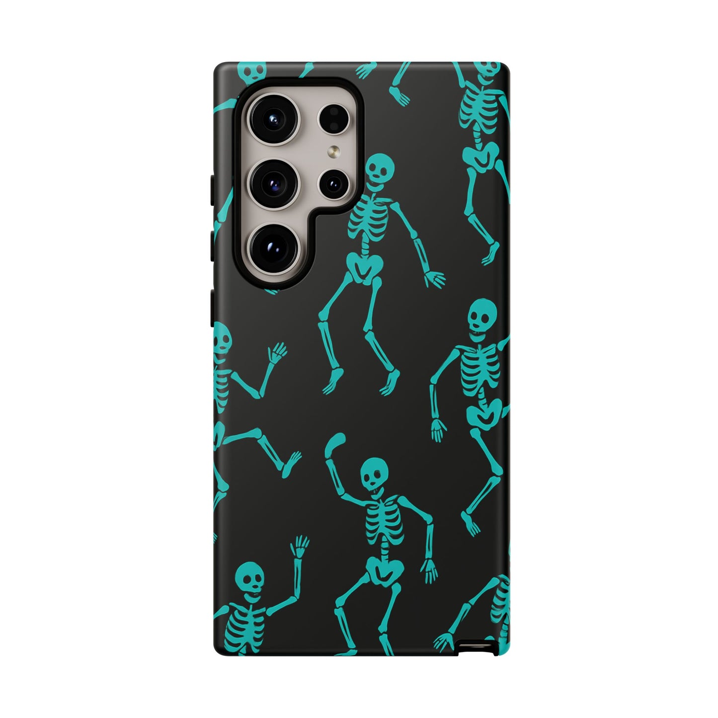 Dancing Teal Skeletons Phone Case | Tough Protective Case for Iphone, Samsung Galaxy and Pixel