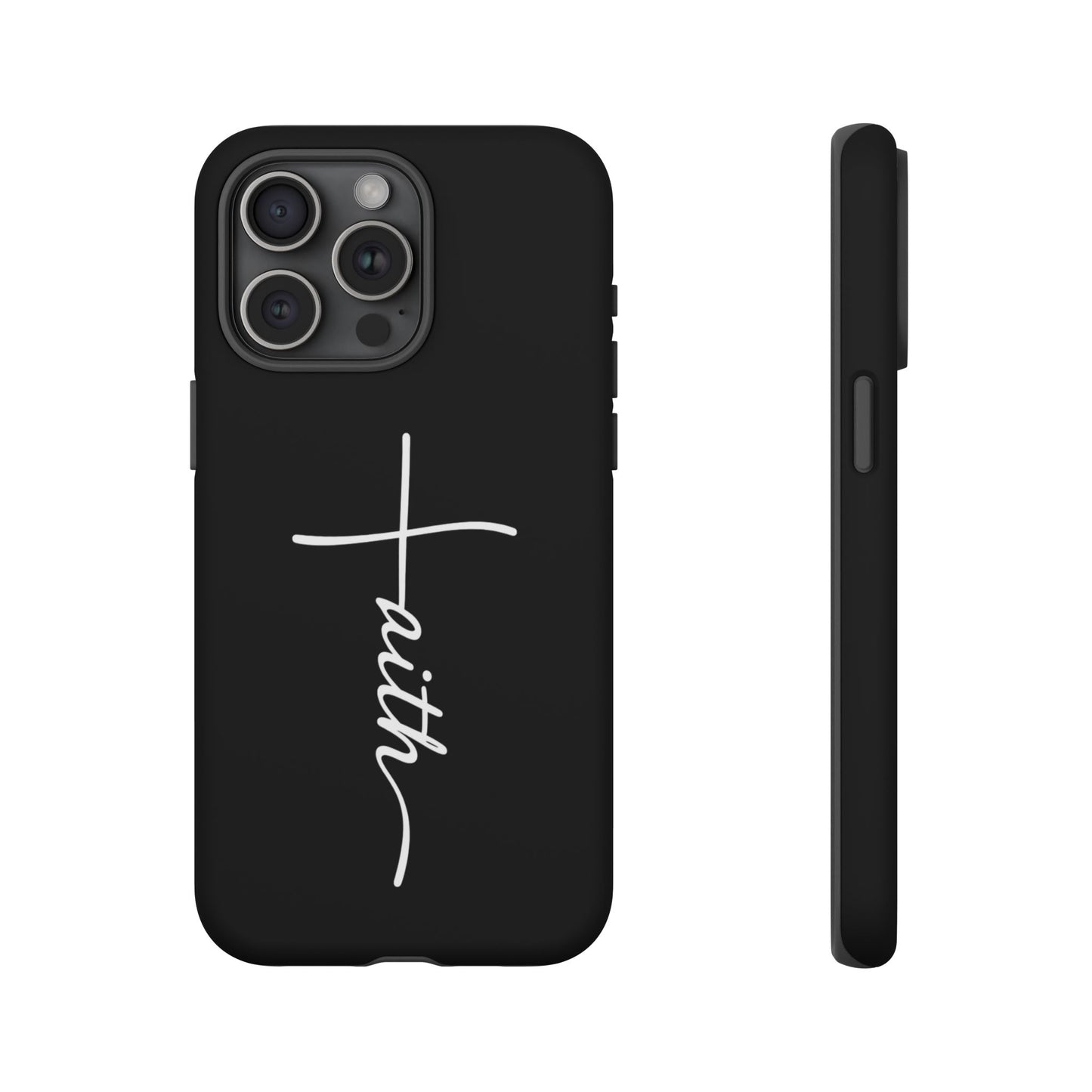 Faith Cross Phone Case, Christian Aesthetic Minimalist Black Matte Case, Religious Gift iPhone Samsung Cover