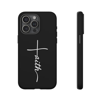 Faith Cross Phone Case, Christian Aesthetic Minimalist Black Matte Case, Religious Gift iPhone Samsung Cover