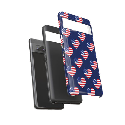 Patriotic American Flag Heart Phone Case – Tough Shockproof, USA Stars & Stripes for Iphone, Samsung Galaxy and Pixel