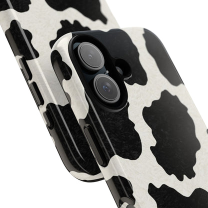 Black & White Cow Print Phone Case | Western Aesthetic iPhone & Samsung Tough Case