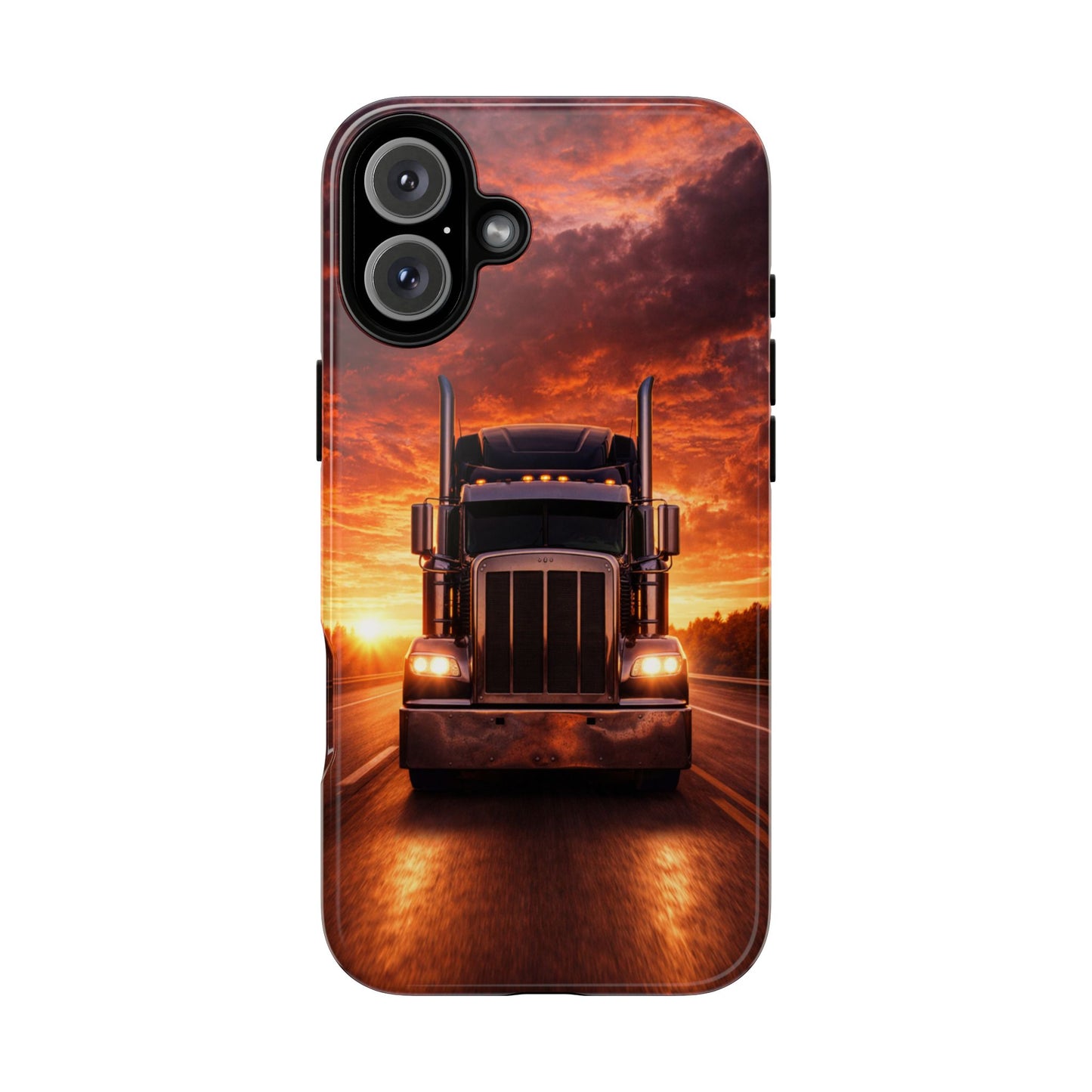 Big Rig Truck Phone Case Sunset Highway Semi Truck iPhone Samsung Cover
