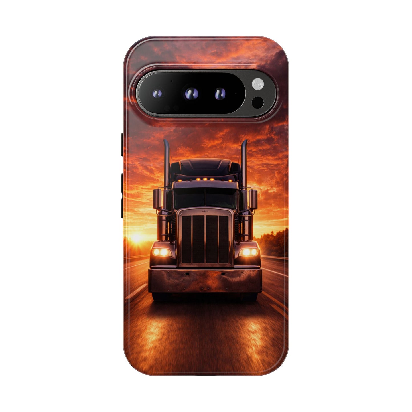 Big Rig Truck Phone Case Sunset Highway Semi Truck iPhone Samsung Cover