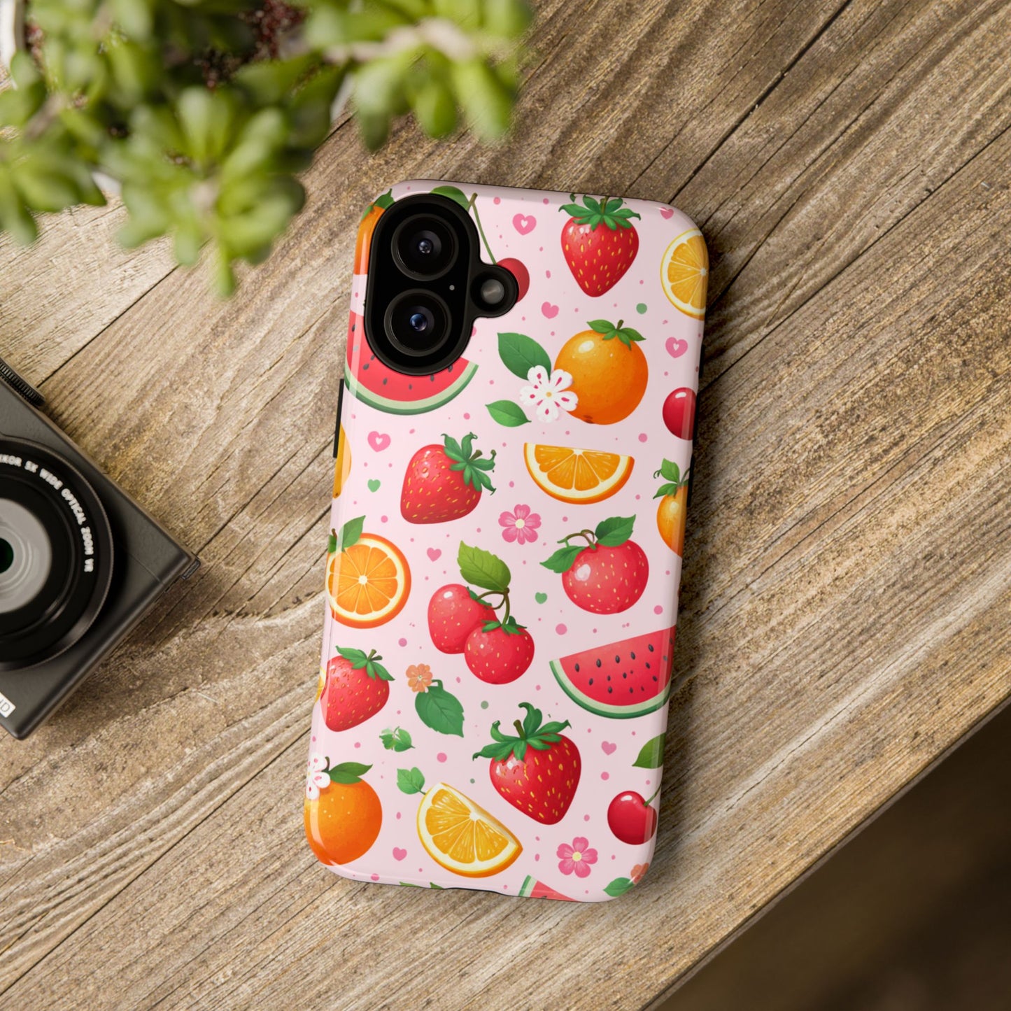 Fruit Phone Case – Tough Shockproof, Strawberry Cherry Citrus Summer Design for Iphone, Samsung Galaxy and Pixel