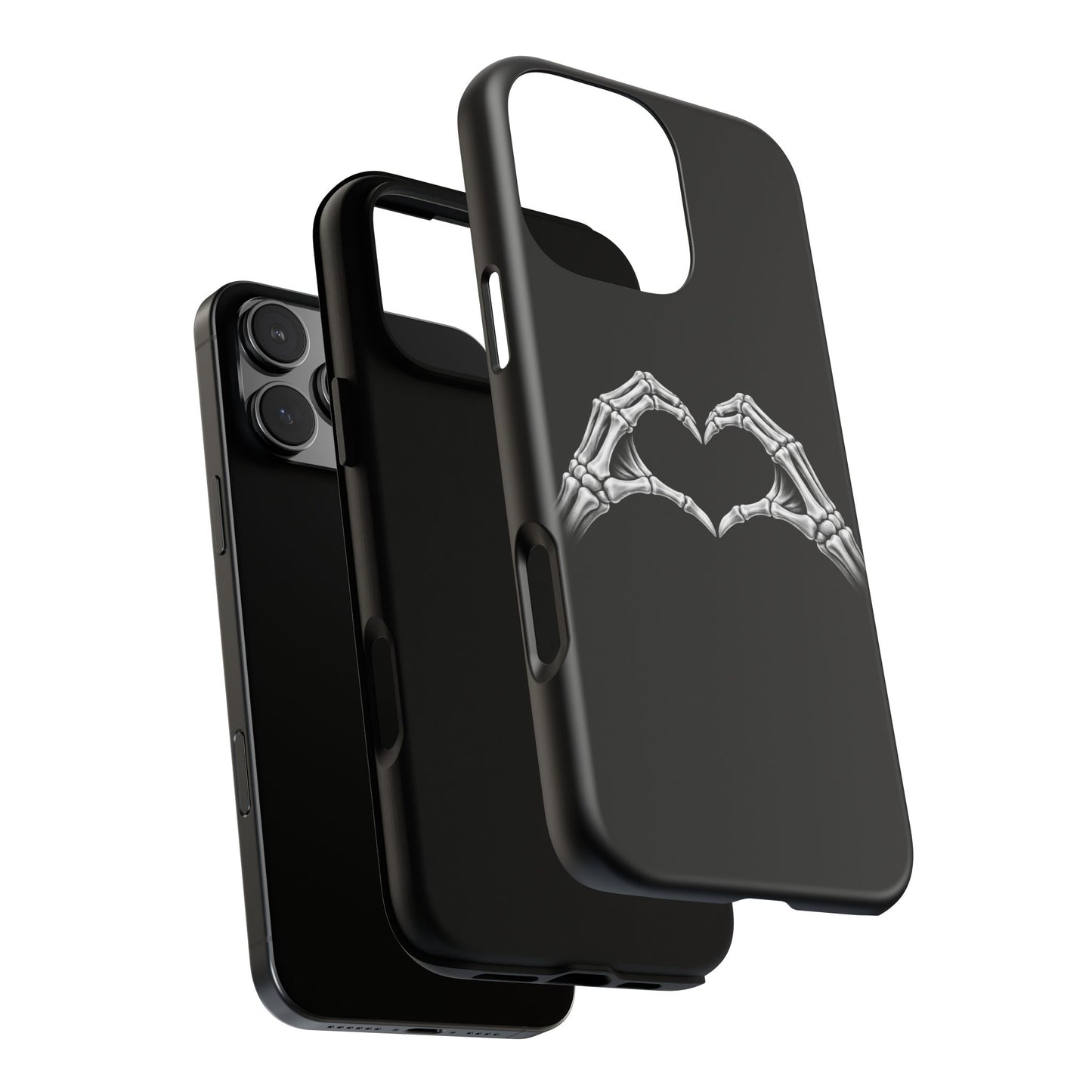Skeleton Hands Heart Phone Case | Gothic Black Protective Cover