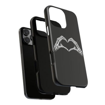 Skeleton Hands Heart Phone Case | Gothic Black Protective Cover