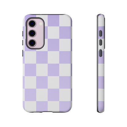 Lavender Checkerboard Phone Case | Pastel Aesthetic Checkered iPhone & Samsung Tough Case