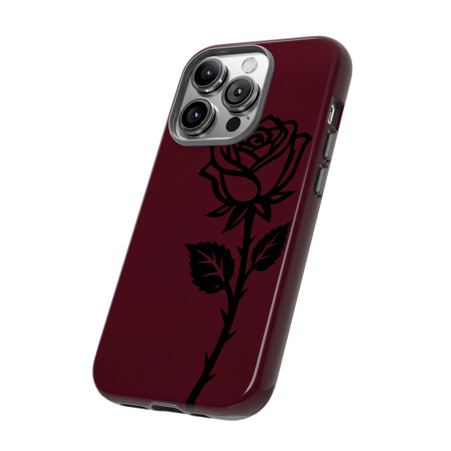 Black Rose Burgundy iPhone Case | Dark Aesthetic Shockproof Protective Cover