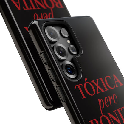 Toxica Pero Bonita Phone Case, Latina Quote Case, Red Lips Aesthetic, Spanish Saying Case, Trendy Tough Cover
