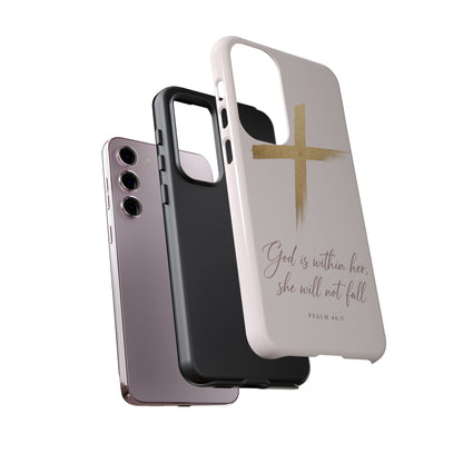Psalm 46:5 God Is Within Her Christian Cross Phone Case Faith Gift