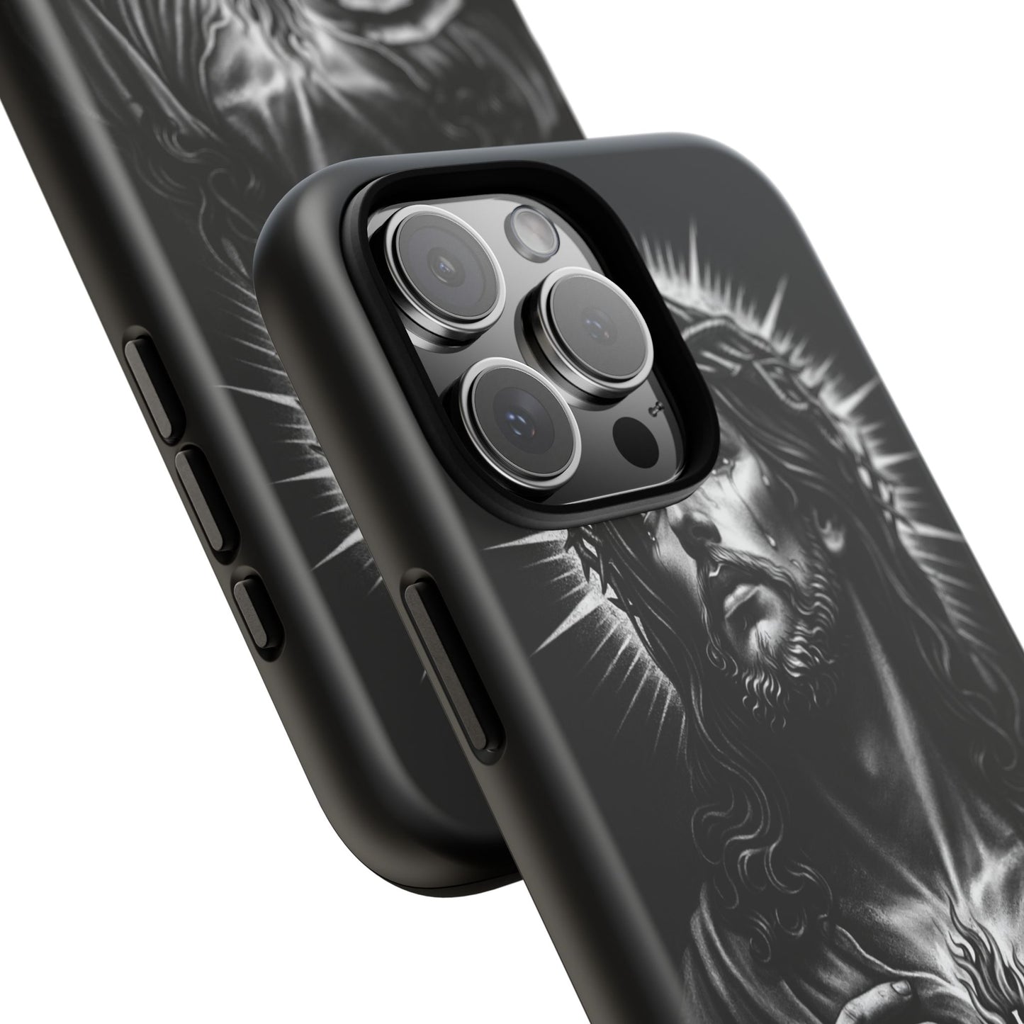 Jesus Sacred Heart Phone Case Black White Christian Faith Aesthetic
