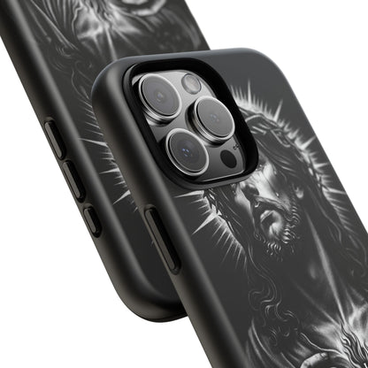 Jesus Sacred Heart Phone Case Black White Christian Faith Aesthetic