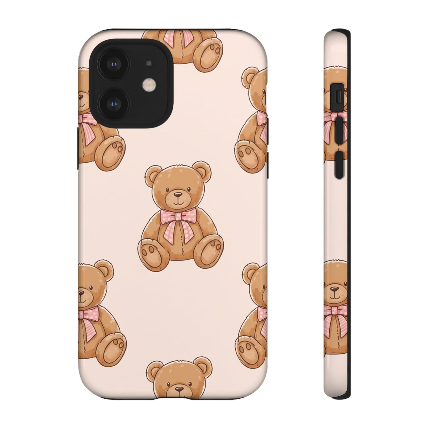 Teddy Bear Phone Case | Cute Coquette Aesthetic Pink Bear Pattern Case | Kawaii Soft Girl iPhone & Samsung Tough Protective Case