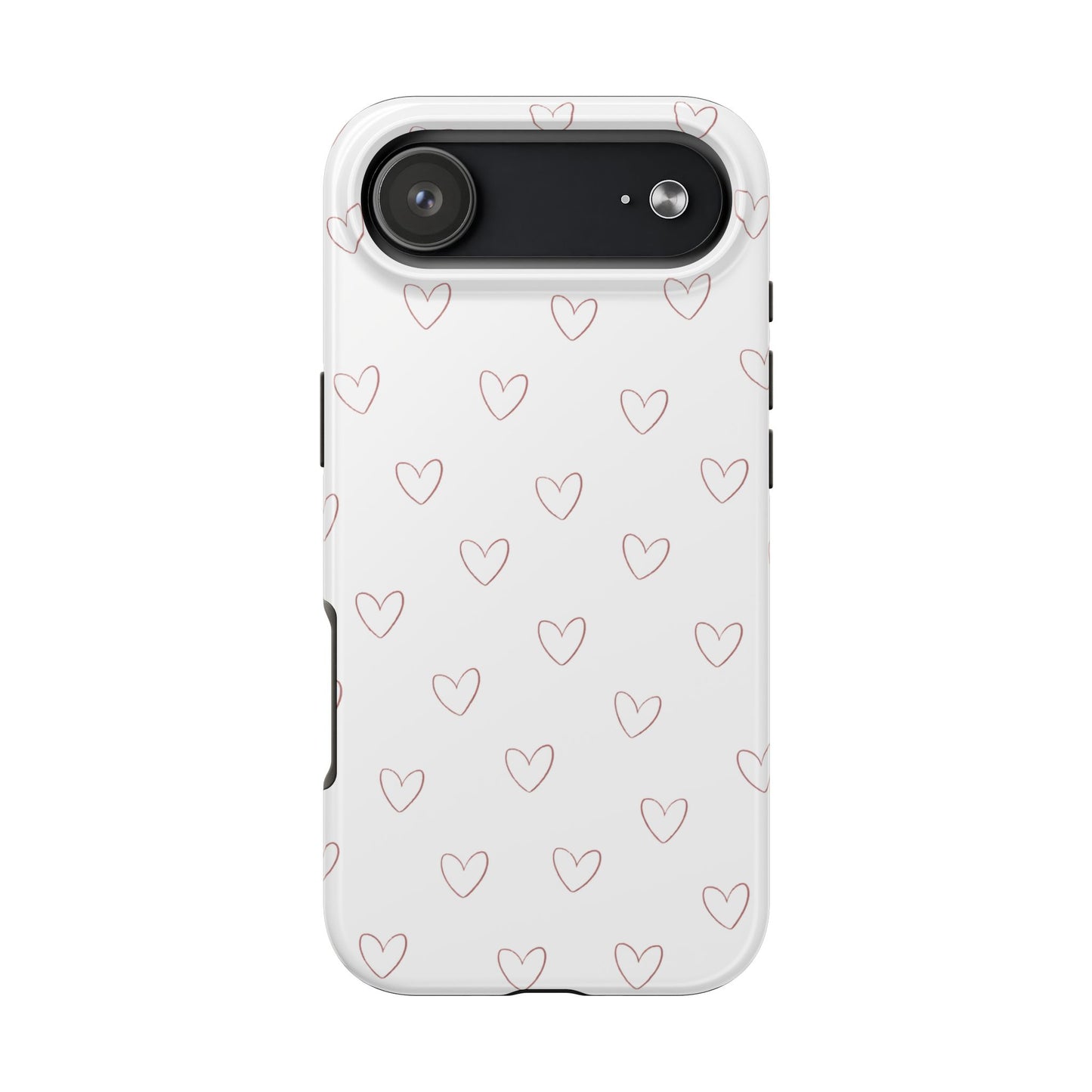 Hand-Drawn Hearts Tough Phone Case | Minimal Pink Heart Pattern