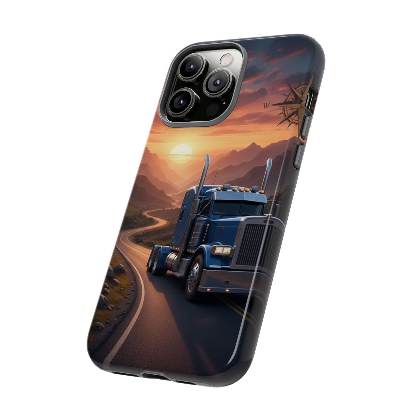Semi Truck Sunset Phone Case | Trucker Gift | Diesel Truck Highway Road iPhone & Samsung Tough Protective Case