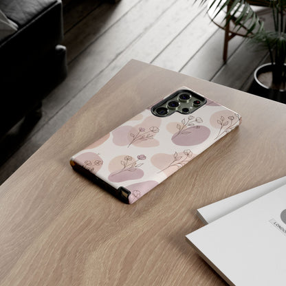Blush Floral Phone Case Neutral Botanical Watercolor Tough Cover