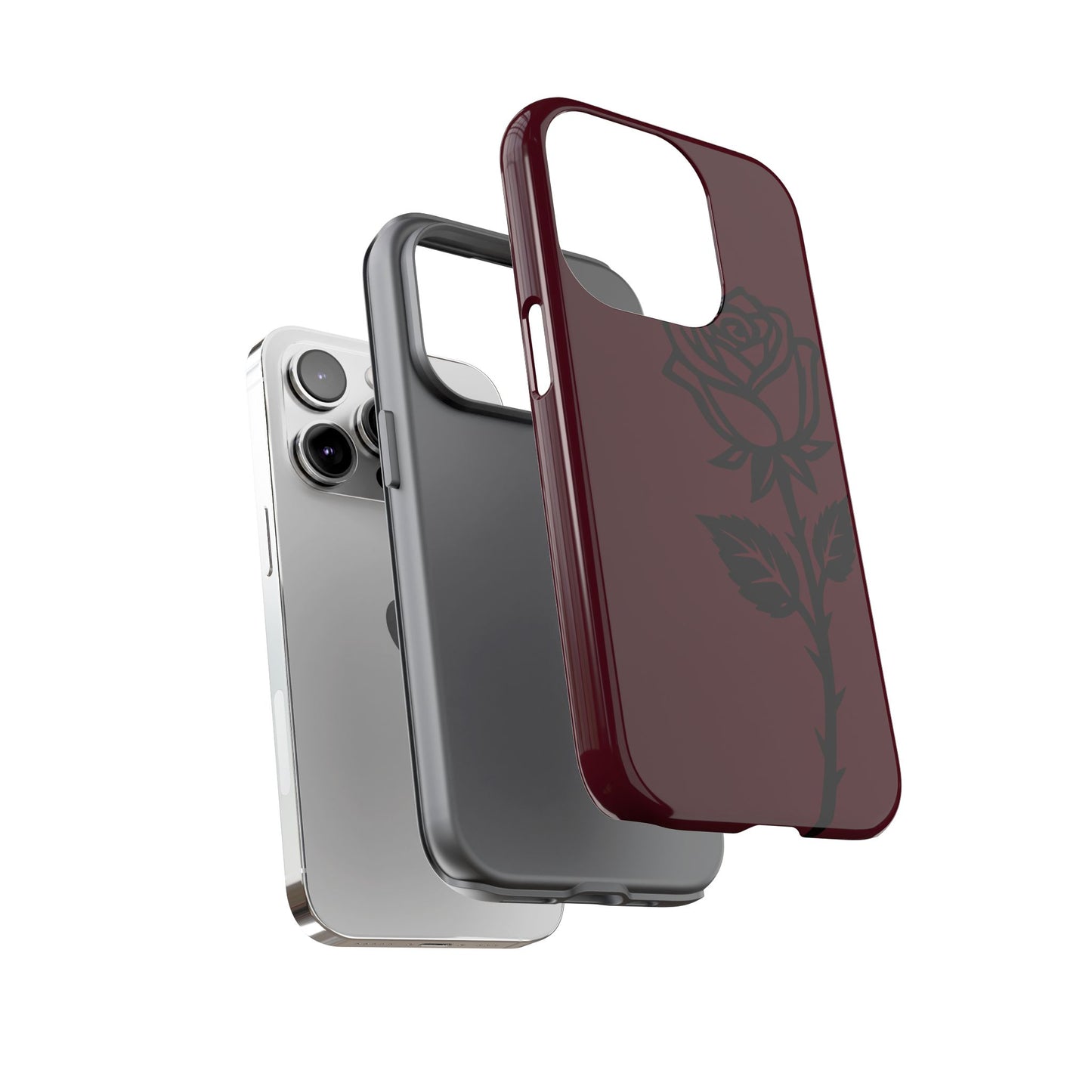 Black Rose Burgundy iPhone Case | Dark Aesthetic Shockproof Protective Cover