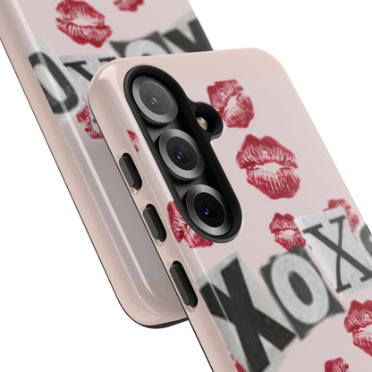 XOXO Kiss Print Phone Case | Coquette Valentine Aesthetic | Cute Pink Lipstick Kiss Tough Case for iPhone & Samsung