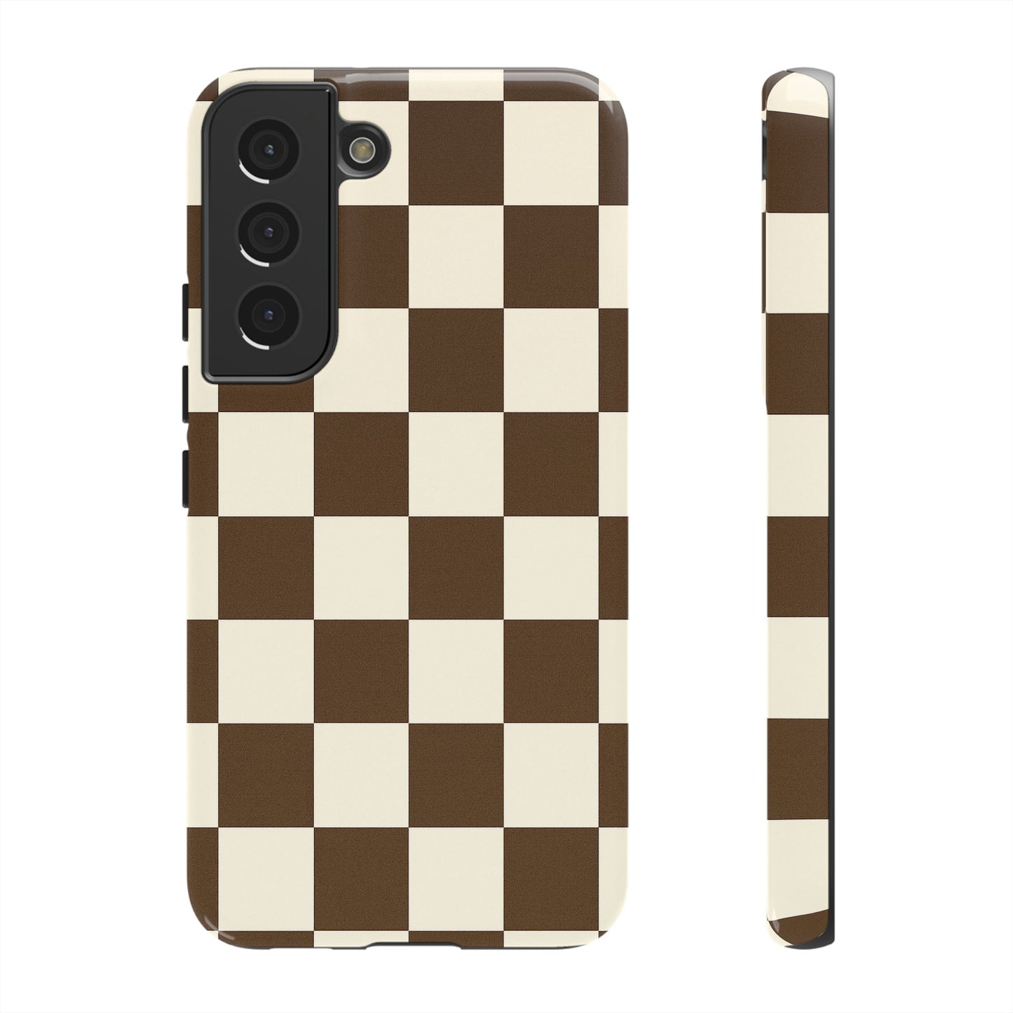 Mocha Checkerboard Phone Case | Neutral Aesthetic Tough Case