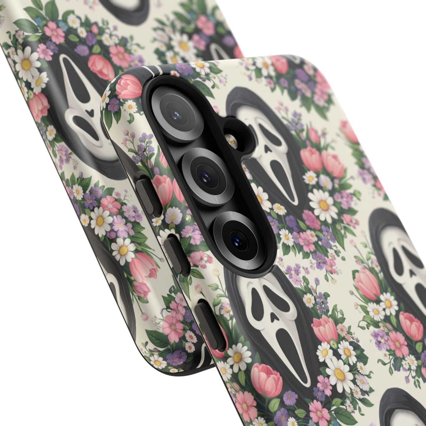 Floral Ghost Face Aesthetic Phone Case – Cute Spooky Tough Cover