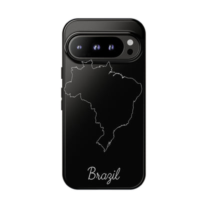 Brazil Outline Phone Case – Minimal Country Map Tough Case (iPhone, Samsung, Pixel)