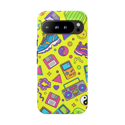 90s Retro Neon Phone Case – Y2K Nostalgia Colorful Icons Tough Protective Case