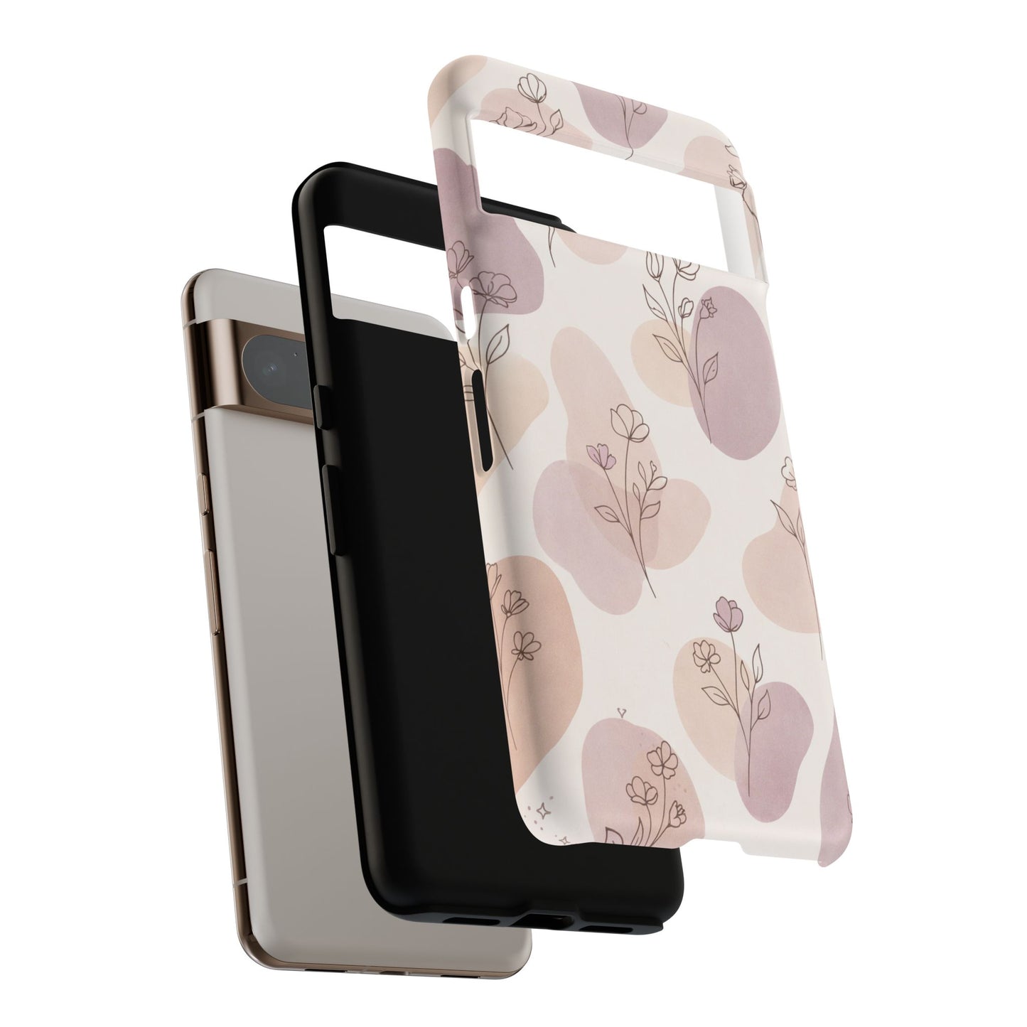 Blush Floral Phone Case Neutral Botanical Watercolor Tough Cover
