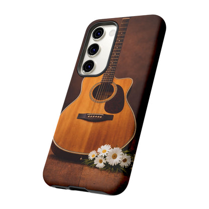Acoustic Guitar Daisy Phone Case | Rustic Music Lover Tough Cover