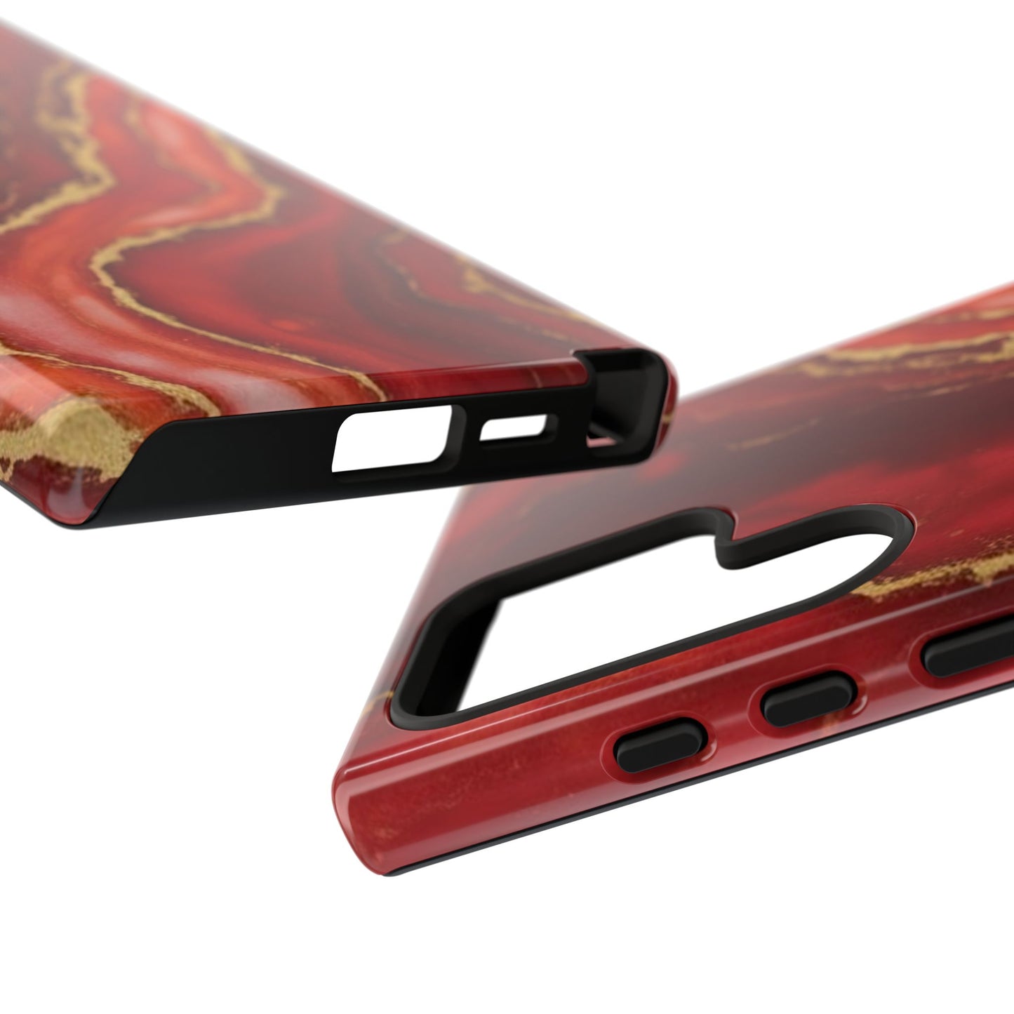 Red Agate Marble Phone Case – Gold Vein Luxury Stone Tough Case (iPhone, Samsung, Pixel)